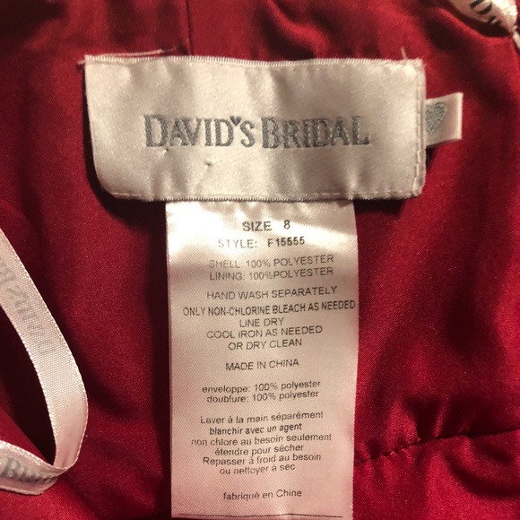 David’s Bridal RED LONG STRAPLESS CHIFFON DRESS - Picture 2 of 6